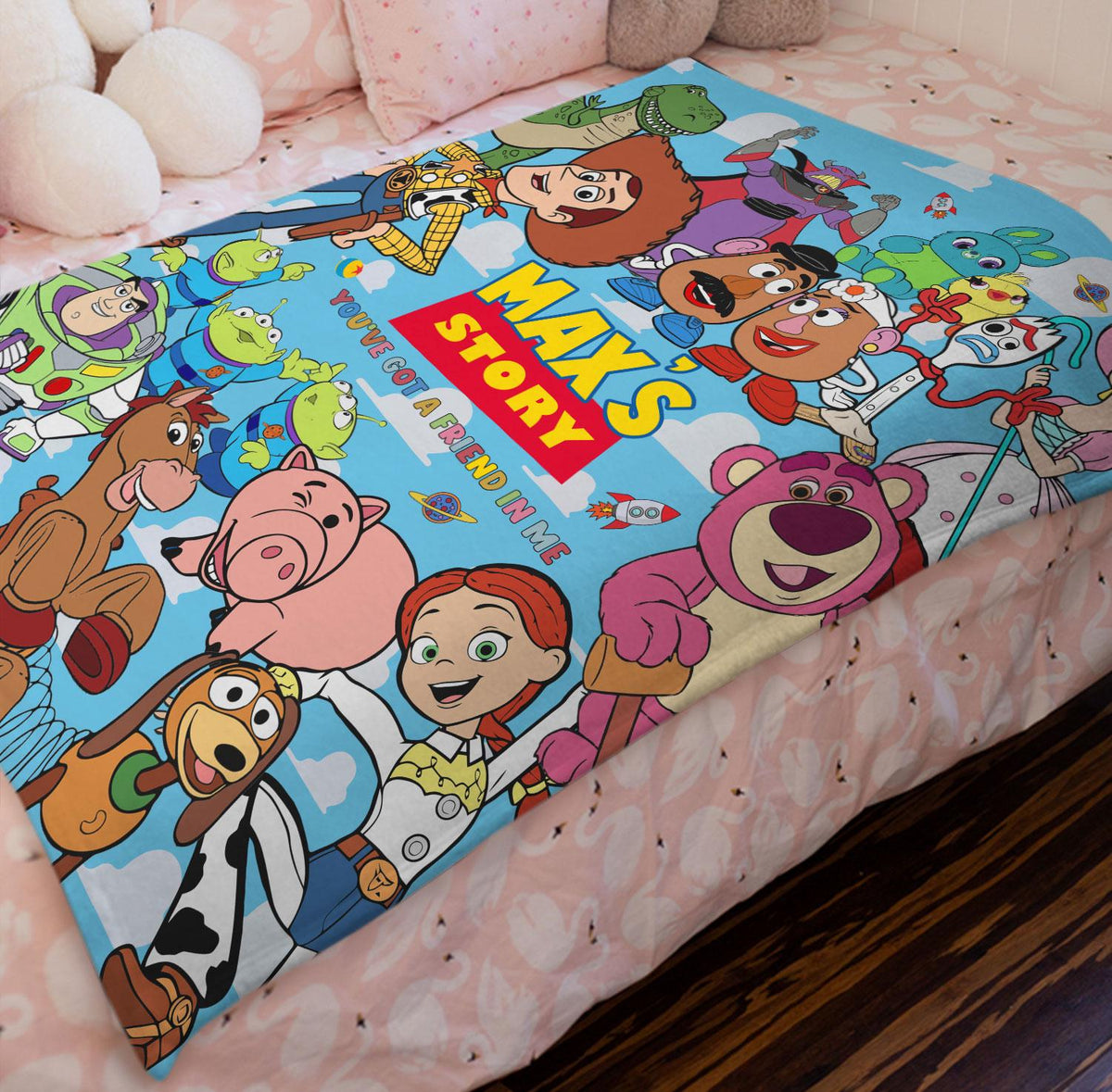 Personalized Disney Toy Story Blanket, Custom Name You've Got A Friend In Me Blanket, Woody Buzz Jessie Blanket, Toy Story Nursery Throw