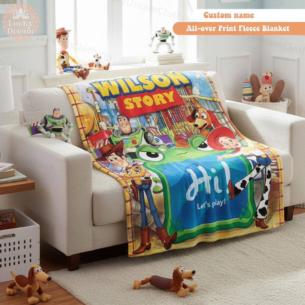Personalized Toy Story 5 Blanket, Custom Name Disney Toy Story Blanket, Woody Buzz Lightyear Jessie Blanket, Toy Story 5 Gift for Boy, Girl