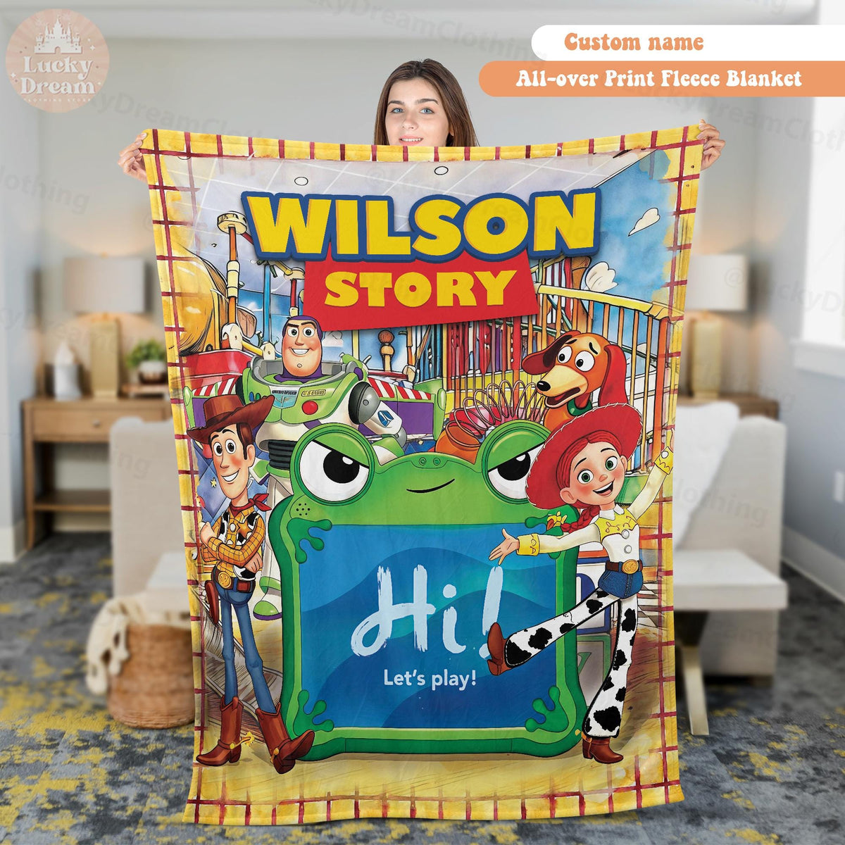 Personalized Toy Story 5 Blanket, Custom Name Disney Toy Story Blanket, Woody Buzz Lightyear Jessie Blanket, Toy Story 5 Gift for Boy, Girl