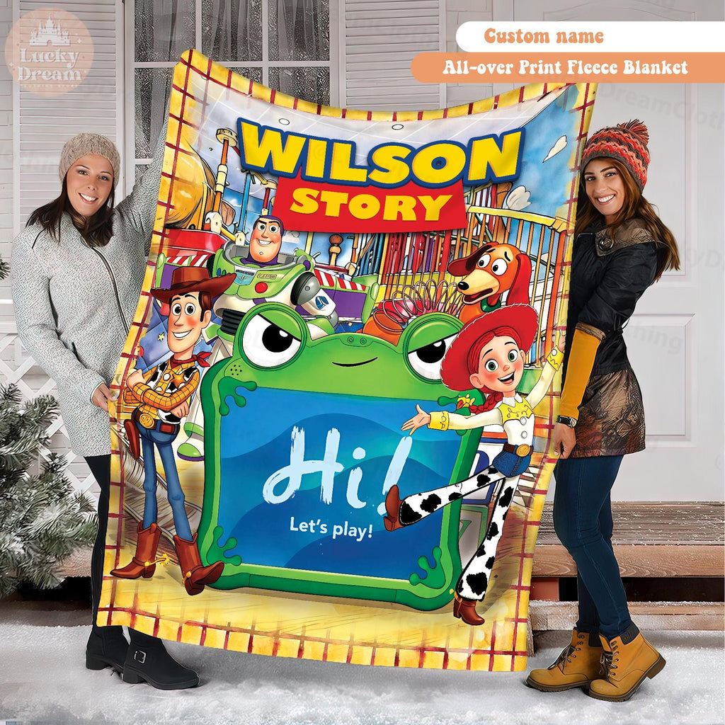Custom Name Disney Toy Story Blanket, Personalized Toy Story 5 Blanket, Woody Buzz Lightyear Jessie Blanket, Toy Story 5 Gift for Boy, Girl