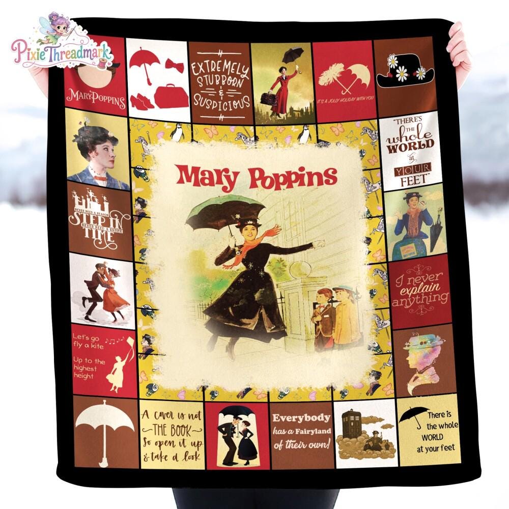Mary Poppins Fleece Blanket, Mary Poppins Bert Blanket for Bed Couch Sofa, Christmas Gifts, Vintage Movie Blanket