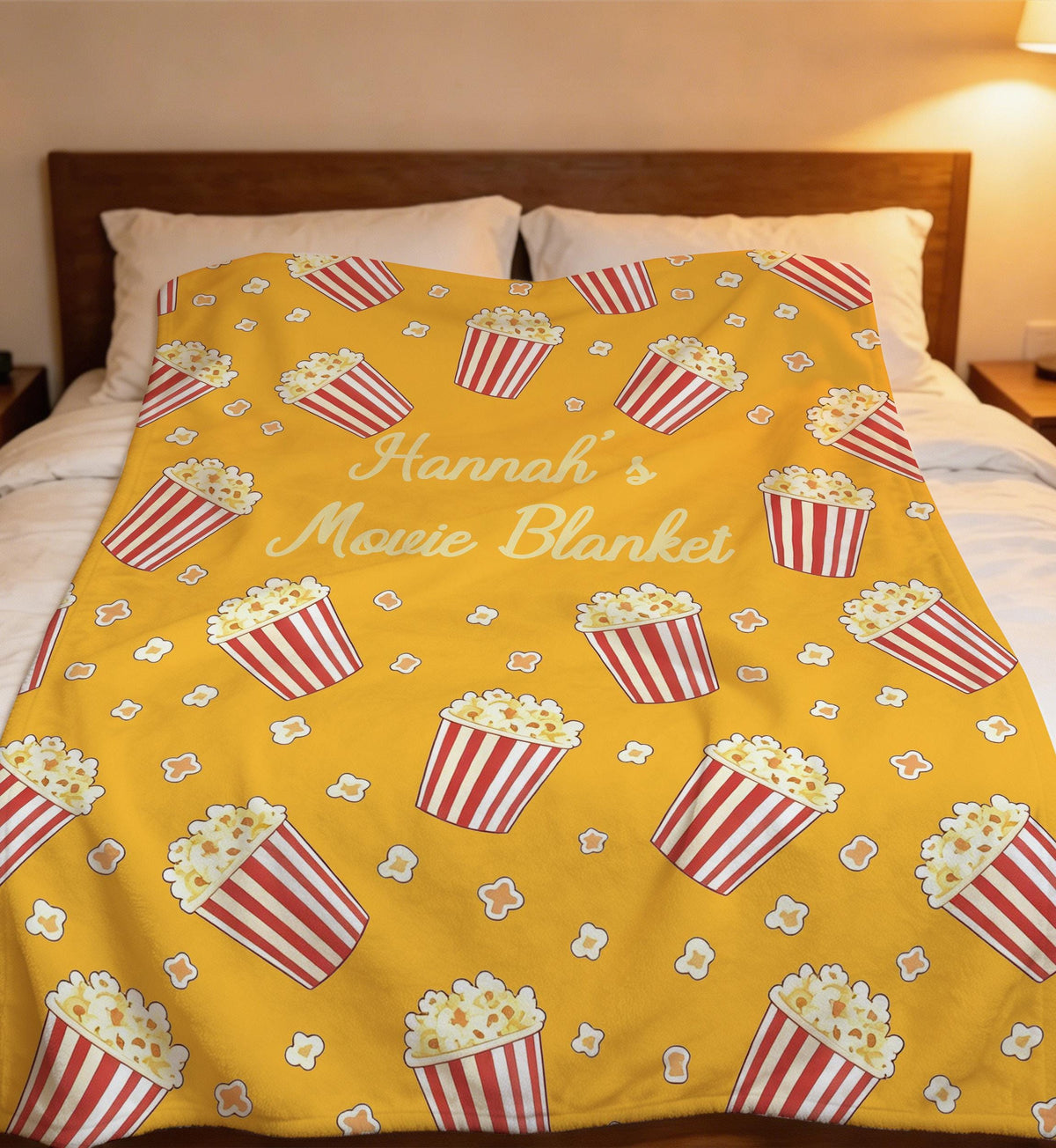 Custom Home Theater Blanket,Personalized Movie Night Kids Name Throw,Flannel Sherpa TV Gift,Kids Movie Night Blanket,Custom Toddler Present
