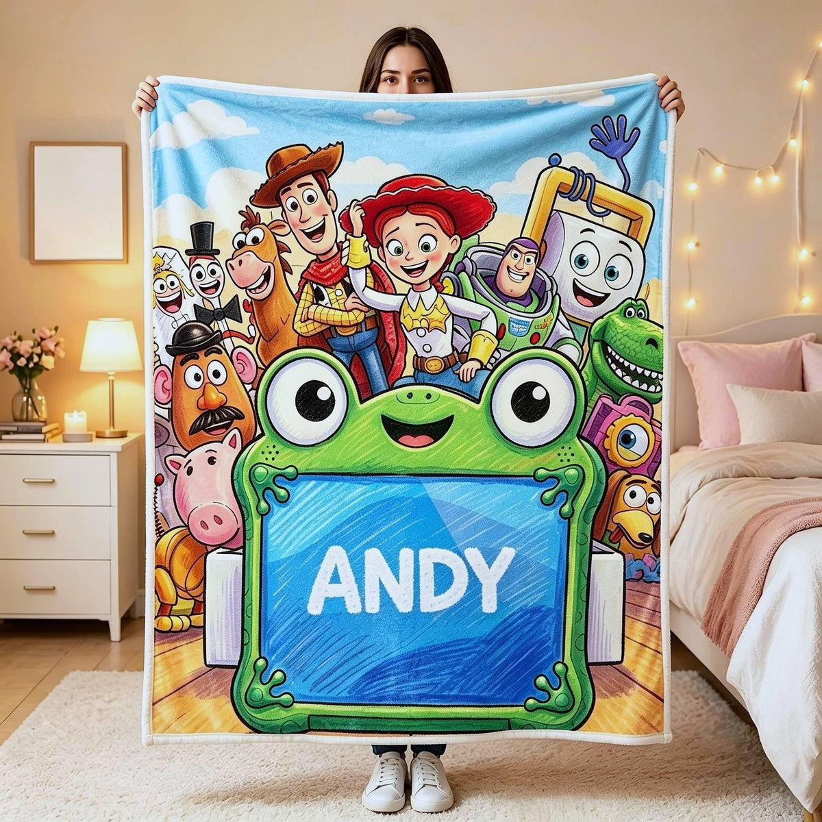 Toy Story 5 Blanket, Disney Blanket, Custom Andy Blanket, Jessie Woody Buzz Lightyear, Personalized Cute Kids Birthday Gift