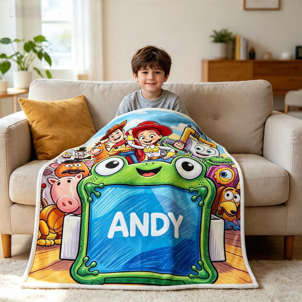 Toy Story 5 Blanket, Disney Blanket, Custom Andy Blanket, Jessie Woody Buzz Lightyear, Personalized Cute Kids Birthday Gift