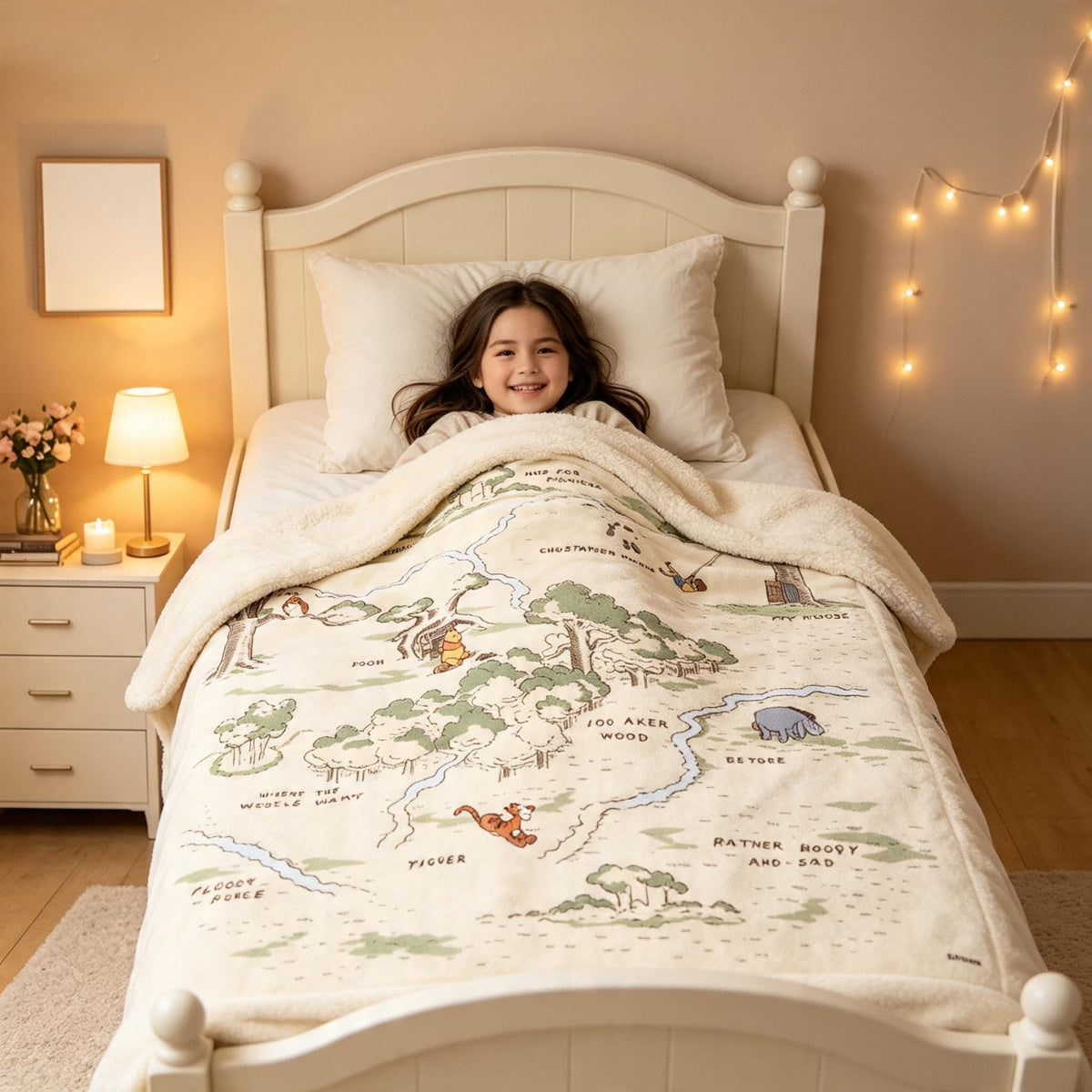 Pooh Map Blanket, Disney Blanket, Hundred Acre Wood, Vintage Pooh Bear, Custom Name Blanket, Cute Baby Shower Gift