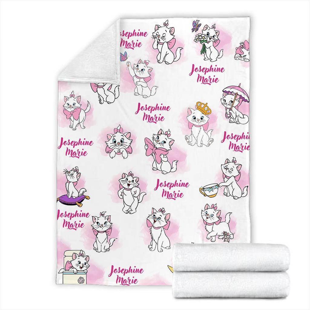 Custom Name Disney The Aristocats Blanket, Personalized Marie Cat The Aristocats Blanket, Disney Cats Blanket, Baby Shower Gift Disney Decor