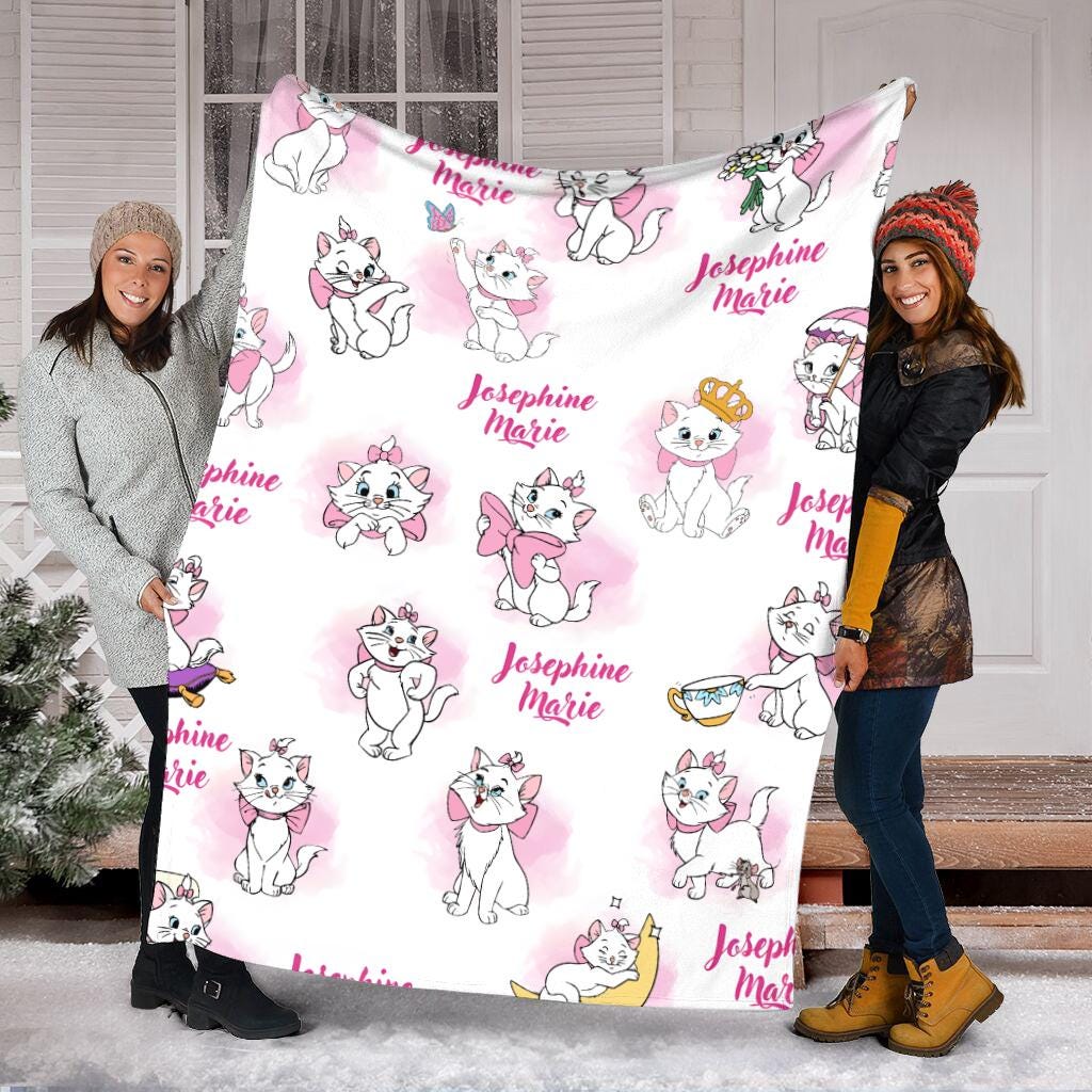 Custom Name Disney The Aristocats Blanket, Personalized Marie Cat The Aristocats Blanket, Disney Cats Blanket, Baby Shower Gift Disney Decor