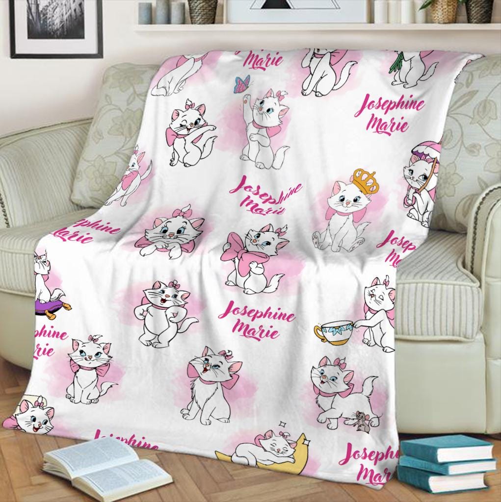Custom Name Disney The Aristocats Blanket, Personalized Marie Cat The Aristocats Blanket, Disney Cats Blanket, Baby Shower Gift Disney Decor