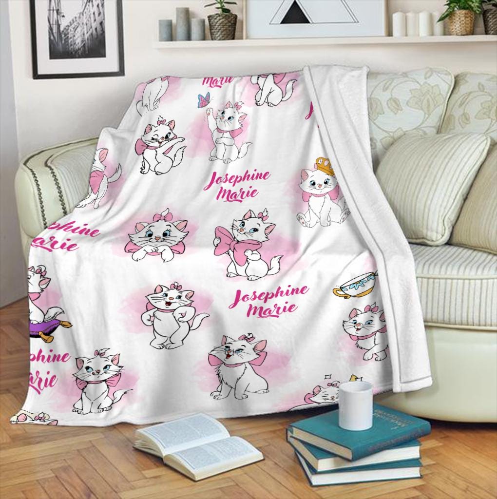 Custom Name Disney The Aristocats Blanket, Personalized Marie Cat The Aristocats Blanket, Disney Cats Blanket, Baby Shower Gift Disney Decor