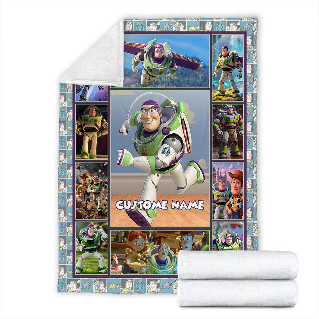 Personalized Buzz Lightyear Toy Story Blanket, Toy Story Custom name Disney blanket, Woody Jessie Toy Story Blanket, Gift Christmas for kid