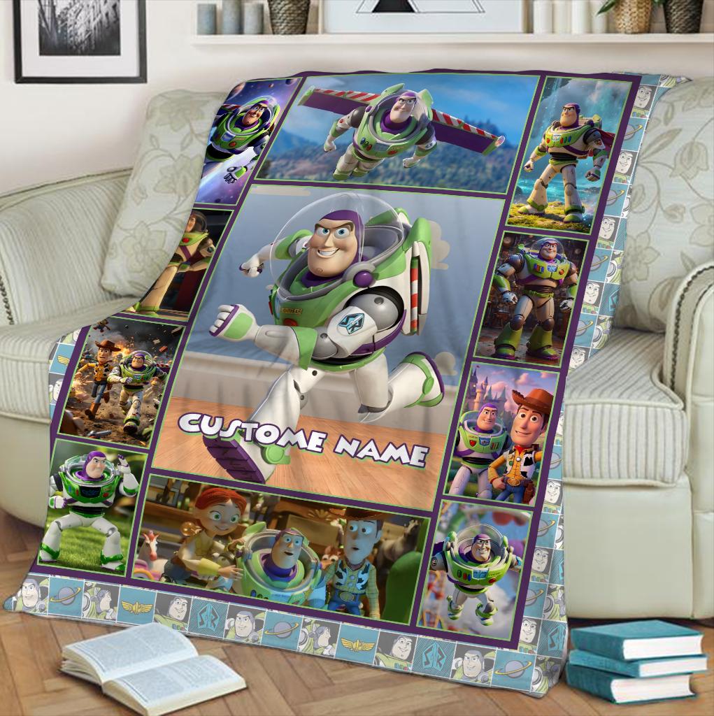 Personalized Buzz Lightyear Toy Story Blanket, Toy Story Custom name Disney blanket, Woody Jessie Toy Story Blanket, Gift Christmas for kid