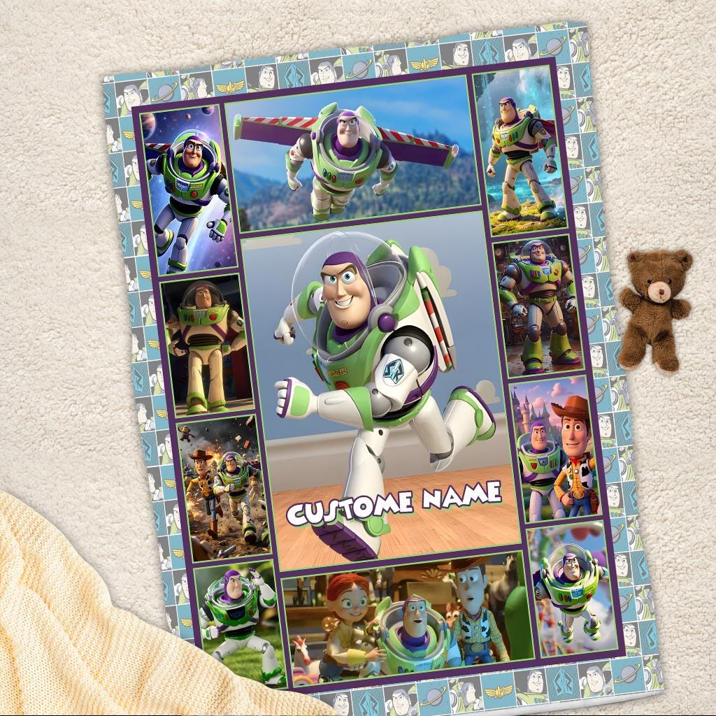 Personalized Buzz Lightyear Toy Story Blanket, Toy Story Custom name Disney blanket, Woody Jessie Toy Story Blanket, Gift Christmas for kid