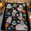 Coloring Throw Blanket,DIY Kids Art Blanket With Markers,Farm Dinosaur Mermaid Puppy Designs,Cozy Craft Gift For Children, Cute Kawaii Style