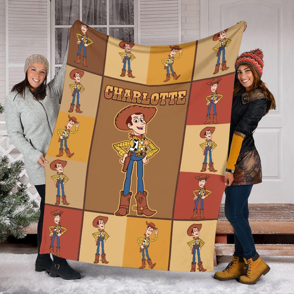 Personalized Woody Toy Story Blanket, Toy Story Custom name Disney blanket, Buzz Lightyear, Jessie Toy Story Blanket, Gift Christmas for kid