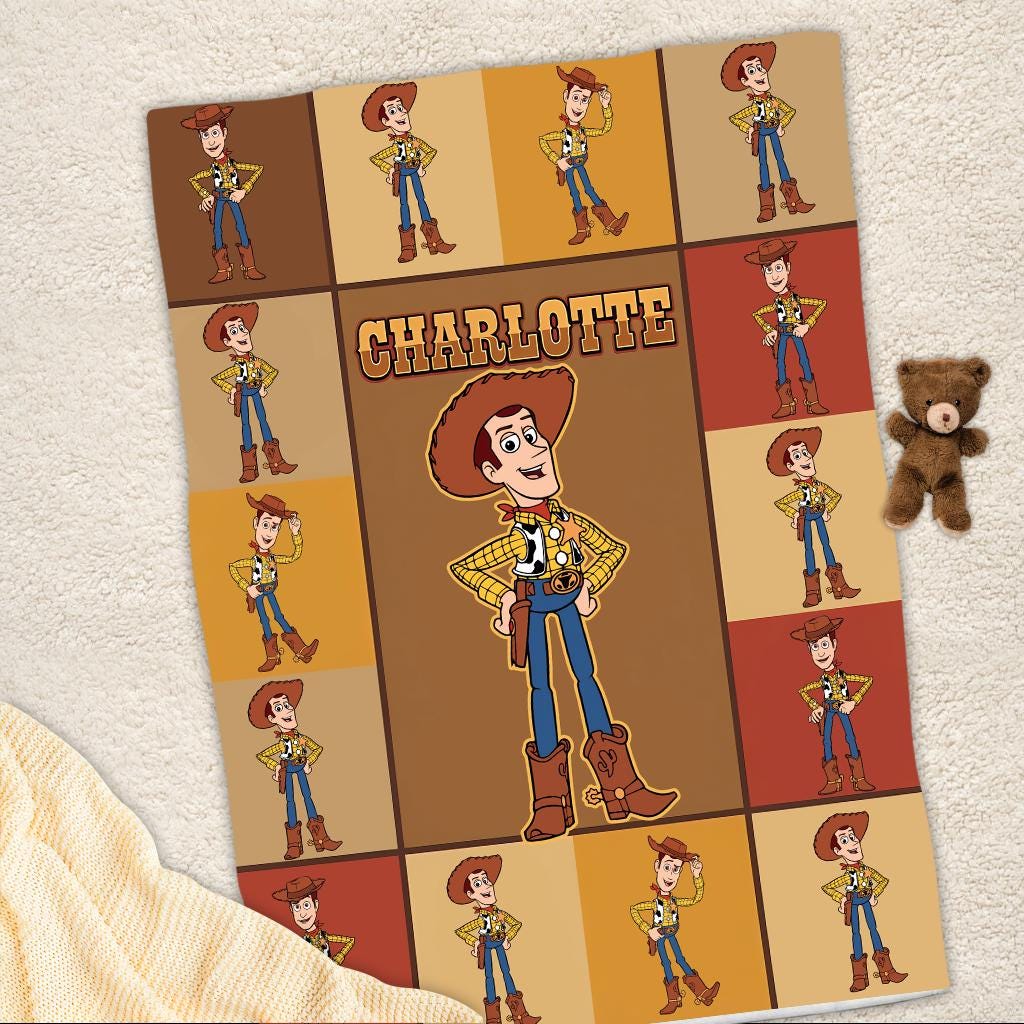 Personalized Woody Toy Story Blanket, Toy Story Custom name Disney blanket, Buzz Lightyear, Jessie Toy Story Blanket, Gift Christmas for kid