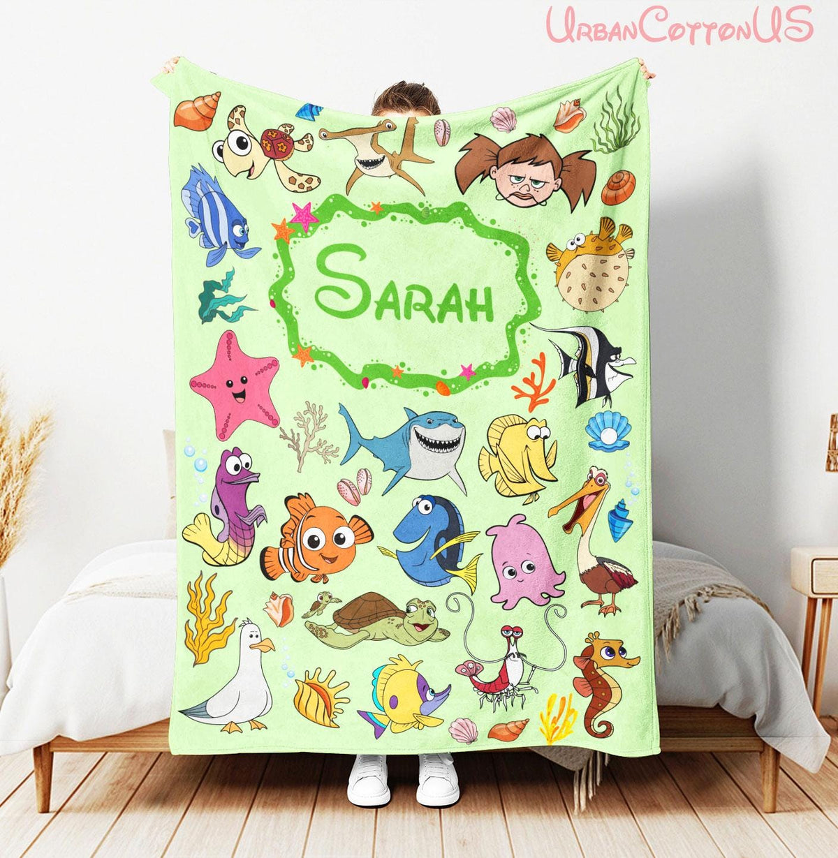 Custom Name Finding Nemo Baby Blanket, Personalized Disney Nemo Dory Blanket, Nemo Nursery Baby Blanket, Finding Nemo Birthday Gift