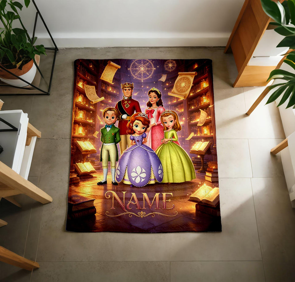 Personalized Sofia the First Fleece Blanket, Fairy Tale Royal Family Throw