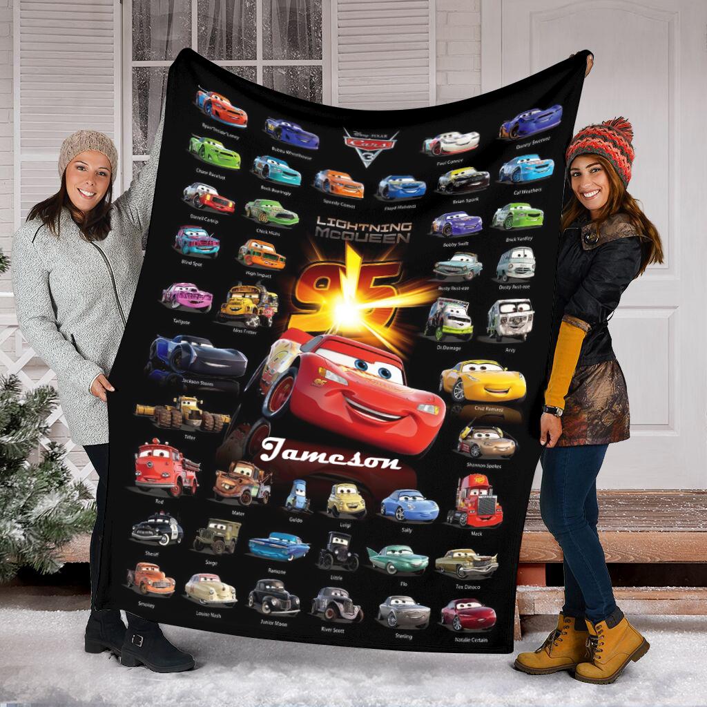 Personalized Lightning McQueen Blanket, Custom Name Disney Cars Fleece Blanket, Cute Kids Toddler Room Decor, Birthday Gift for Boy