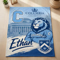Personalized Columbia University Blanket, Custom Name Flannel Throw, Graduation Gift, College Dorm Decor, Alumni Present, Lion Mascot Gift