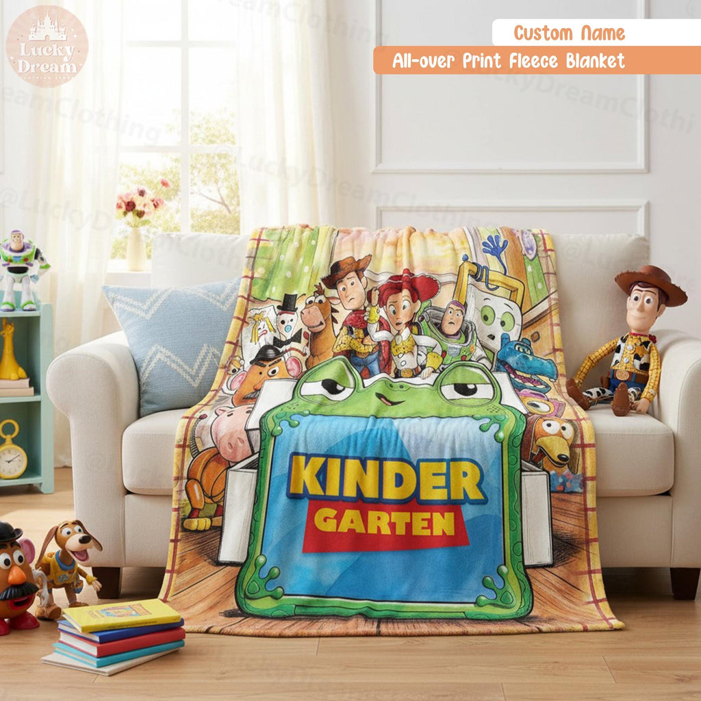 Personalized Toy Story 5 Pre-K Blanket, Custom Grade Disney Kids Blanket, Woody Buzz Lightyear Jessie Birthday Cartoon Gift for Boy, Girl