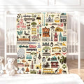 Disney World Four Parks Icons Velveteen Plushy Blanket, Disney Icons Blanket, Disney Nursery Baby Blanket