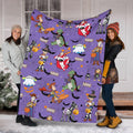 Custom Halloween Toy Story Blanket, Personalized Name Buzz Lightyear Woody Slinky Dog Spooky Cartoon Bedding Cute Ghost Gift for Toy Fan