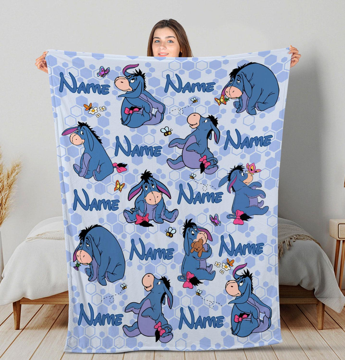 Personalized Winnie the Pooh Blanket, Custom Name Pooh and Friends Blanket, Disney Blanket for Kids, Baby Shower Gift, Baby Blanket