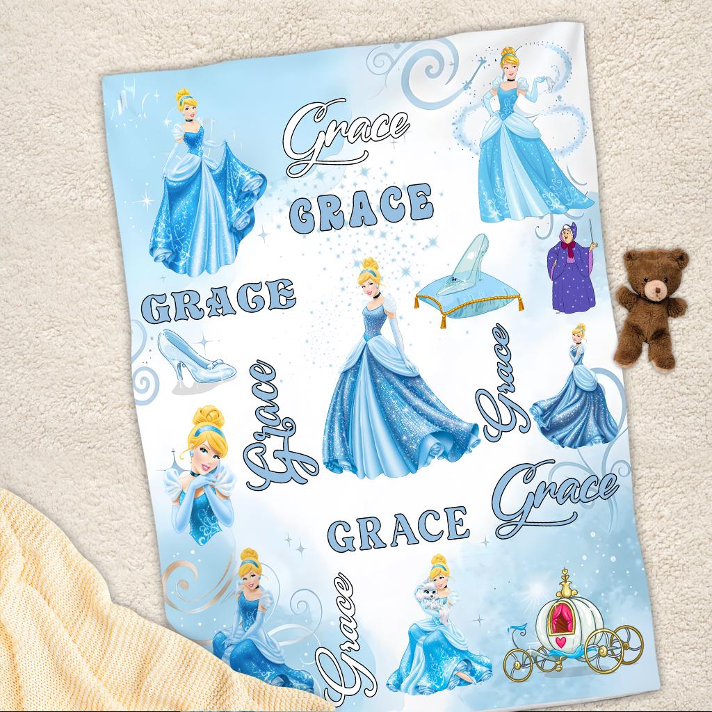 Personalized Cinderella Blanket, Cinderella Princess Fleece Blanket, Princess Blanket, Magic Kingdom Blanket, Gift For Daughter, Home Decor