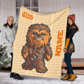 Custom Name Chewbacca Stasr Wars Blanket, Personalized Star Wars Blanket for Kids Baby, Star Wars Birthday Blanket, Disney Nursery Decor