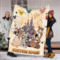 Custom Disney Halloween Blanket, Mickey Mouse Ghost Fleece Blanket, Personalized Cute Spooky Blanket, Halloween Gift for Kids Boy Girl