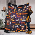 Custom Disney Mickey Halloween Blanket, Personalized Name Mickey Mouse Spooky Blanket, Fleece Ghost Pumpkins Gift for Boy Girl
