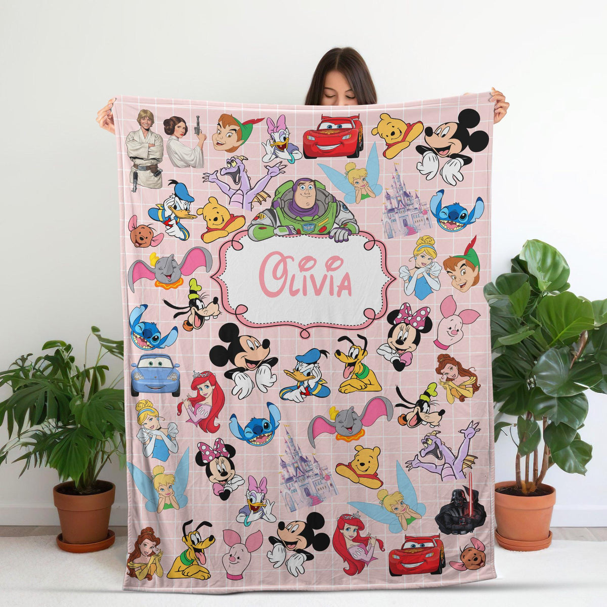 Personalized Disney Character Blanket, Mickey And Friends Blanket,Custom Name Disney Blanket,Disney Birthday Boy or Girl Blanket, Toy Story