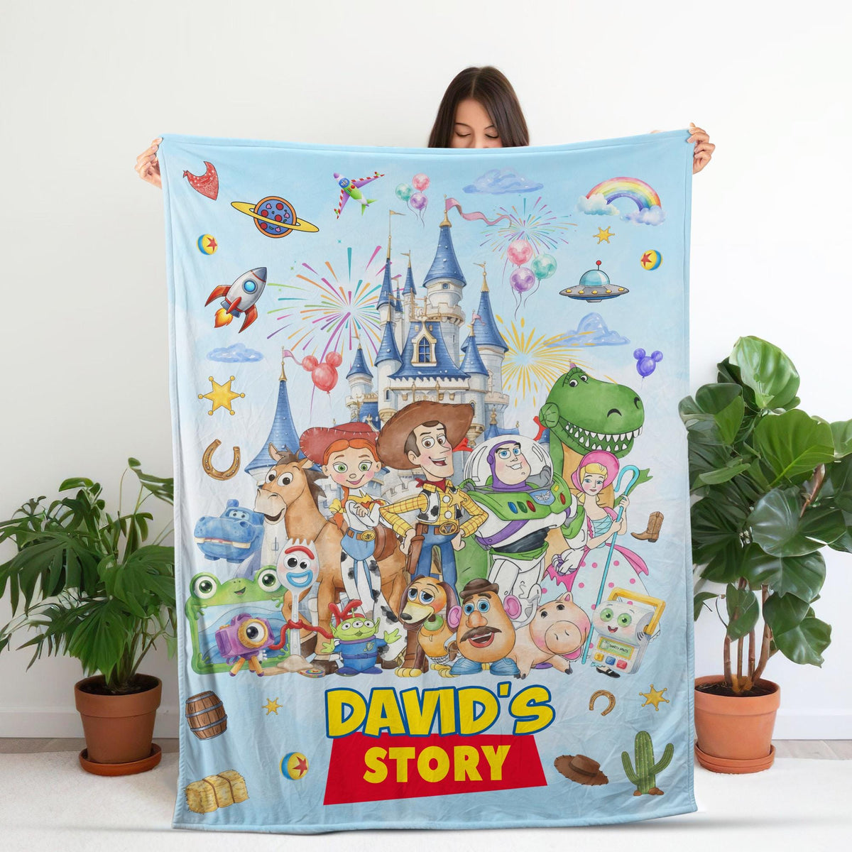 Custom Toy Story Blanket, Personalized Kids Blanket with Name, Disney Toy Story Birthday Gift for Boys Girls, Toddler Blanket, Nursery Decor