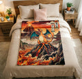 Japanese Style Charizard Blanket Soft Throw, Ukiyo-e Pokemon Art Throw, Otaku Housewarming Gift