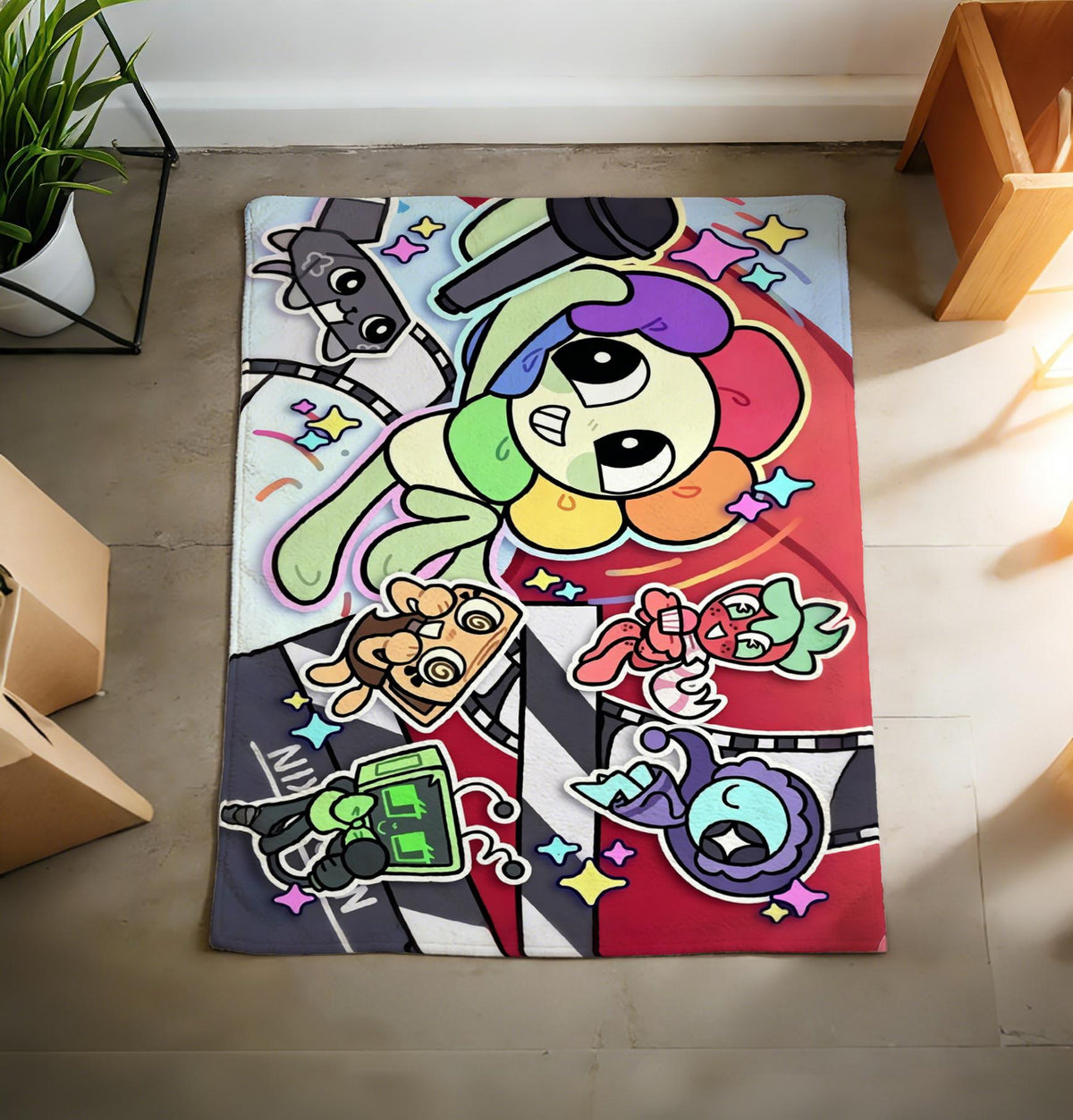 Rainbow Dandy Full Cast Blanket Soft Throw, Web Animation Fan Bedroom Present