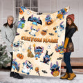 Personalized Name Lilo and Stitch Halloween Fleece Blanket, Disneyland Pumpkin Family Blanket, Birthday Gift Birthday Boy, Cozy Disney Decor