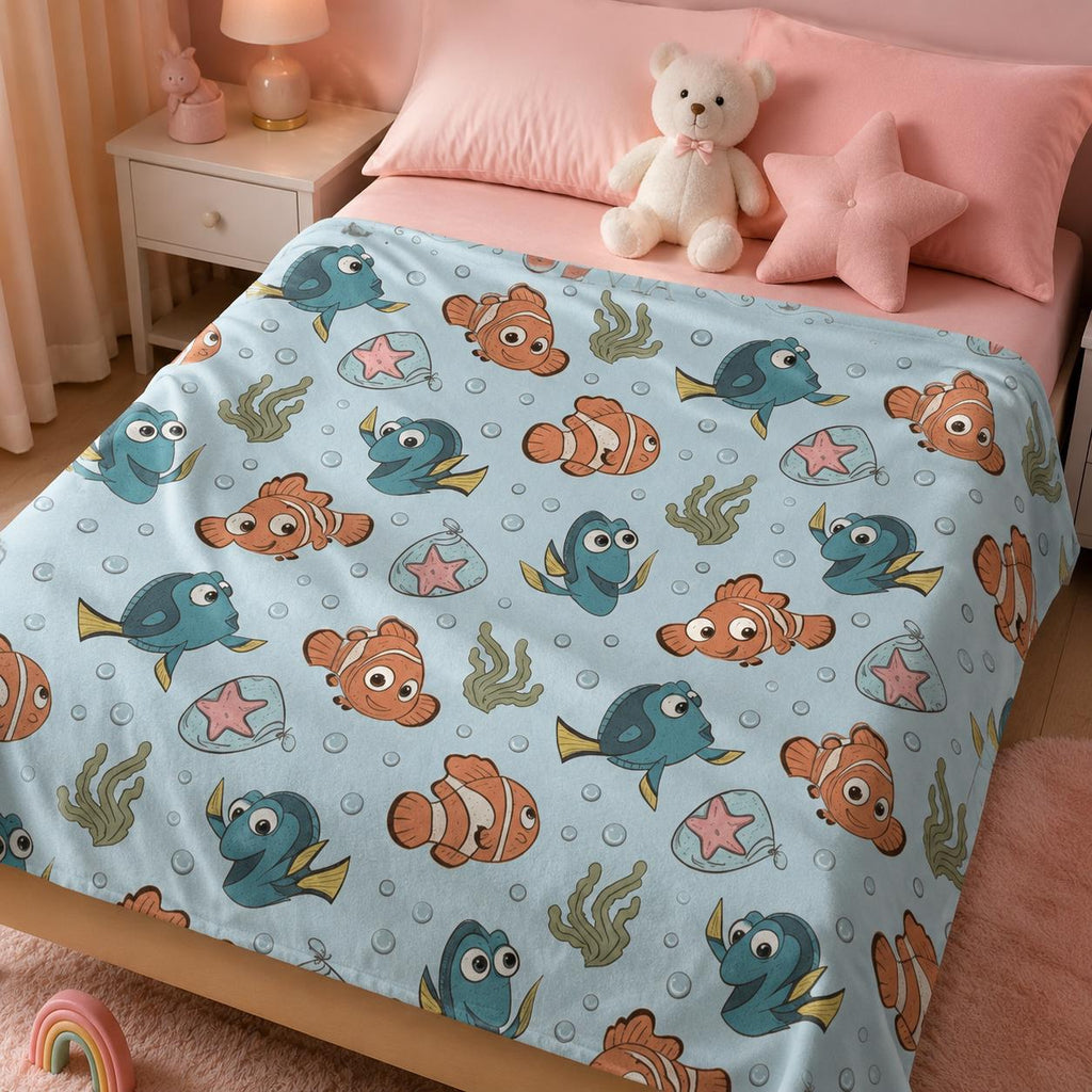 Personalized Finding Nemo Baby Blanket, Custom Disney Nemo And Dory Baby Shower Gift, Nemo Nursery Baby Blanket, Custom Name Blanket for Kid
