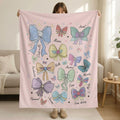 Personalized Name Princess Bow Blanket, Fairy Tale Ribbon Throw Blanket, Disney Princess Themed Bedding, Princess Inspired Bow Blanket