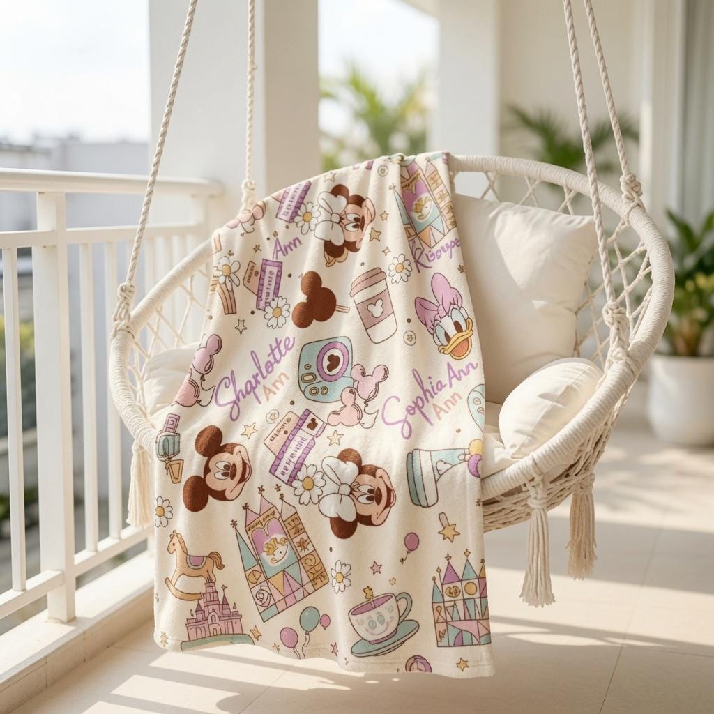 Personalized Disney Blanket, Custom Name Mickey And Friends Blanket, Disney World Sherpa Blanket, Mickey Mouse Blanket for Kids