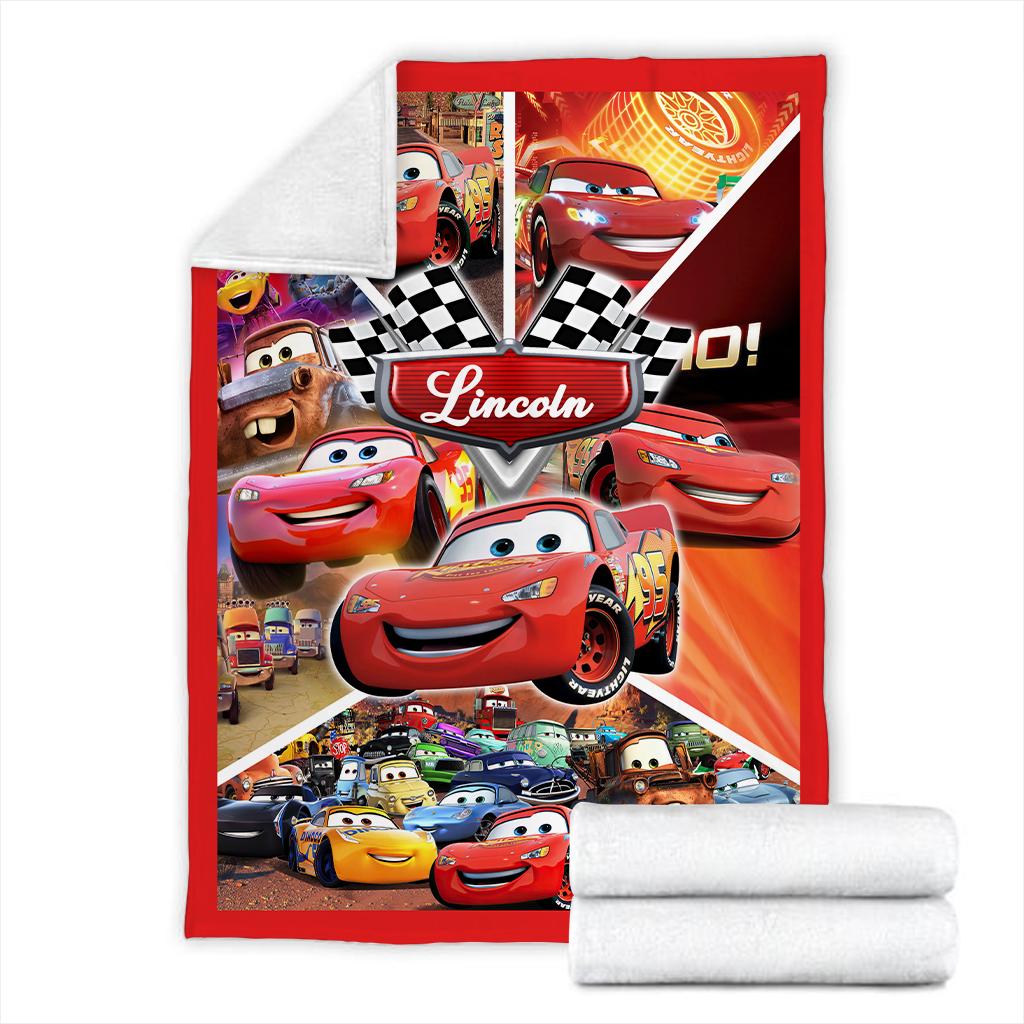 Personalized Lightning McQueen Blanket, Custom Name Disney Cars Fleece Blanket, Cute Kids Toddler Room Decor, Birthday Gift for Boy