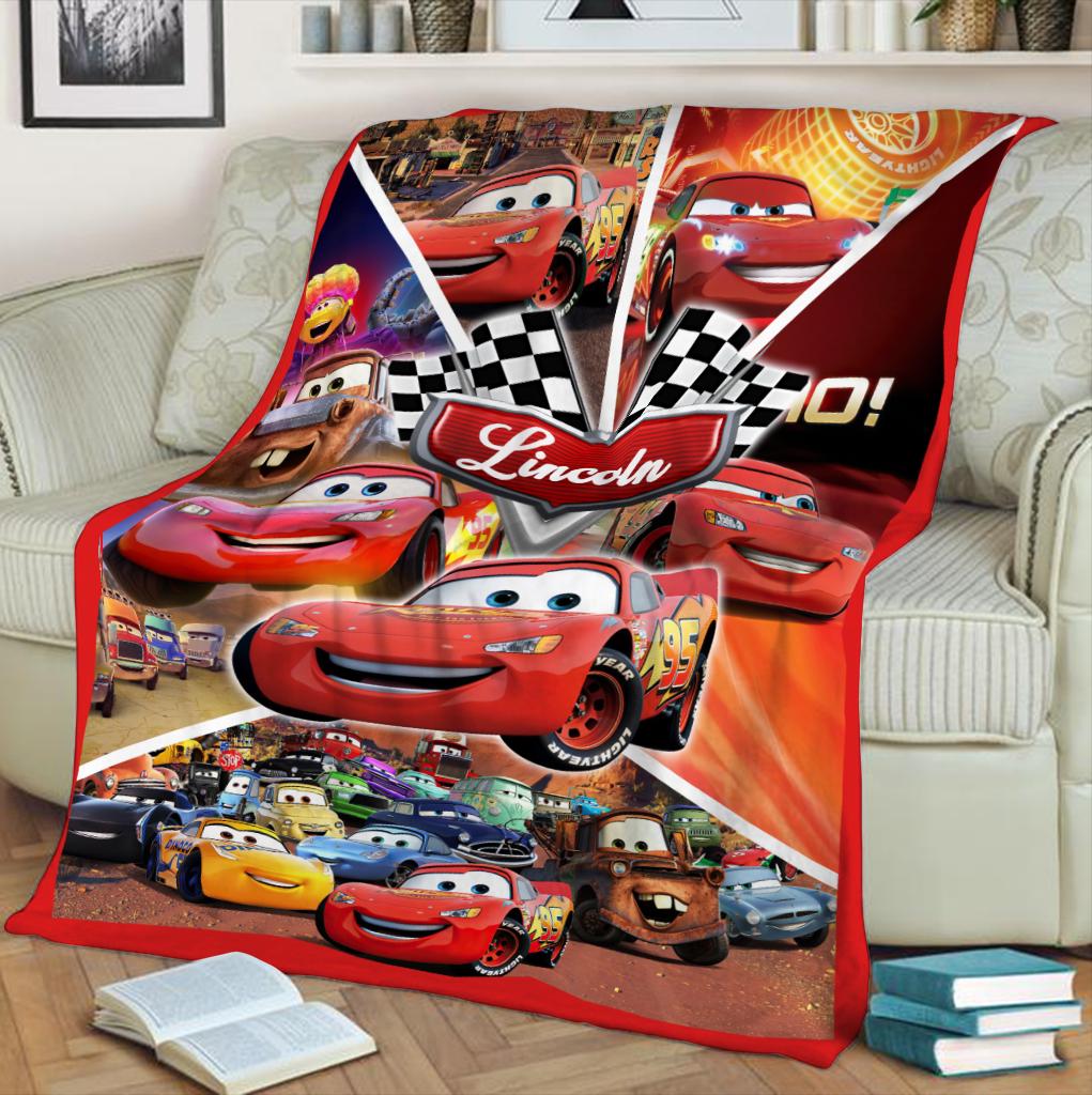 Personalized Lightning McQueen Blanket, Custom Name Disney Cars Fleece Blanket, Cute Kids Toddler Room Decor, Birthday Gift for Boy