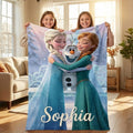 Frozen Sisters Elsa & Anna Blanket with Olaf, Snow Queen Throw, Winter Princess Gift, Christmas Birthday Kids Blanket