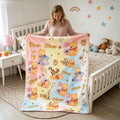 Personalized Winnie the Pooh Pastel Blanket, Custom Name Pooh Friends Throw, Cute Kids Nursery Blanket, Baby Birthday Gift
