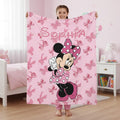 Coquette Bow Minnie Mouse Fleece Blanket, Cute Disney Blanket, Custom Name Minnie Mouse Blanket, Christmas Gifts