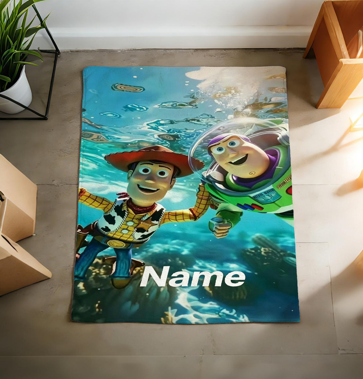 Personalized Toy Story Blanket, Toy Story Custom name Disney blanket, Woody Buzz Lightyear Jessie Toy Story Blanket, Gift Christmas for kid