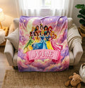 Princess Squad Custom Name Blanket Soft Throw, Blossom Valley Flannel Gift For Toddler Girls