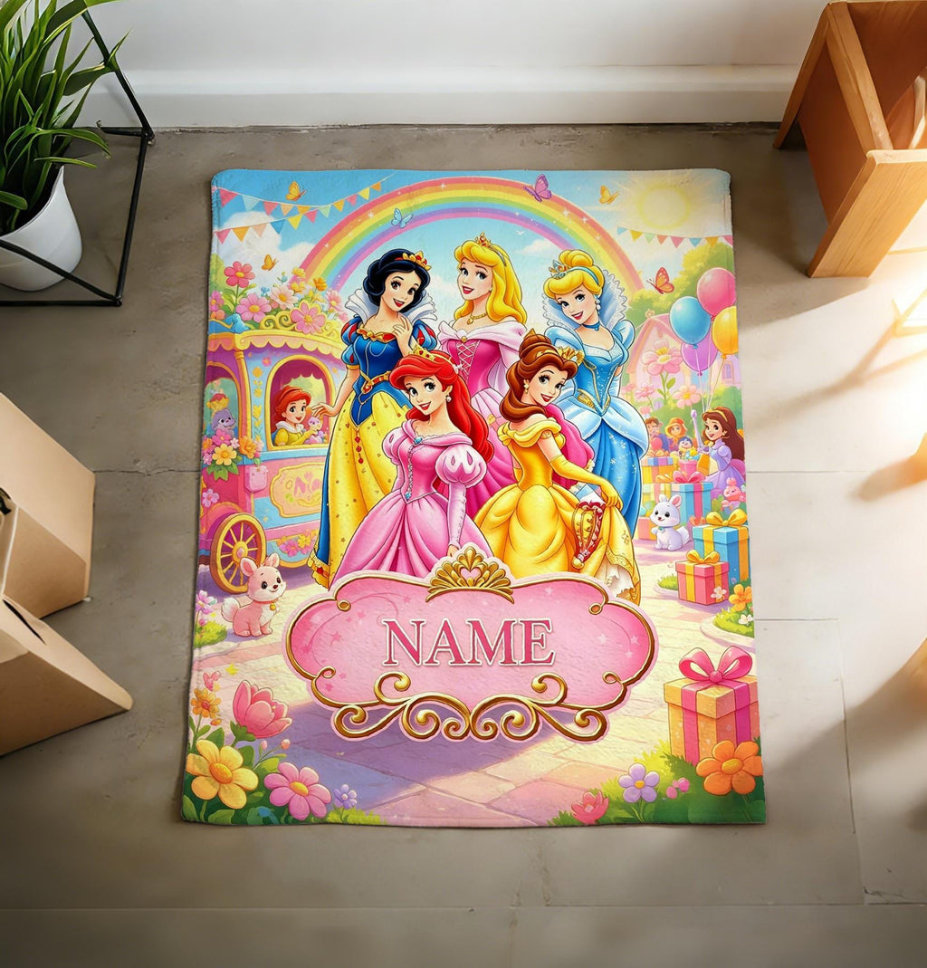 Princess Squad Custom Name Blanket Soft Throw, Moon Cloud Flannel Keepsake Gift For Girls