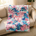Stitch Angel Flannel Blanket, Cartoon Character Throw, Soft Cozy Bedding Keepsake
