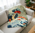 Ukiyo-e Charizard Blastoise Great Wave Blanket Soft Throw, Japanese Art Pokemon Throw, Anime Fan Christmas Gift