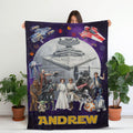 Personalized Star Wars Blanket, Custom Name Darth Vader Baby Yoda Fleece Throw, Galaxy Space Birthday Boy Gift, Kids Room Decor Cozy Blanket
